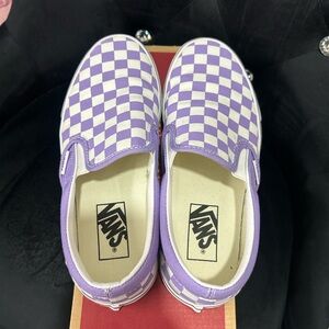 Vans Lavender Checkered Slip-On Sneakers